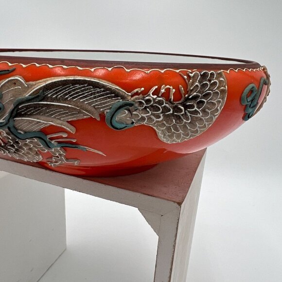 Vintage Orange Moriage Dragonware Ceramic Dragon bowl Made In Japan Orange white - Picture 4 of 16